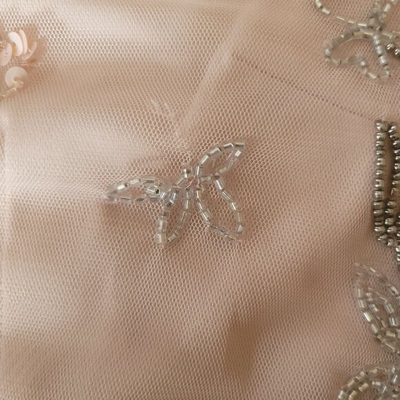 Adrianna Papell Beaded and Sequins Flutter-Sleeve Blush-Pink Dress. Size 10 - Picture 13 of 15